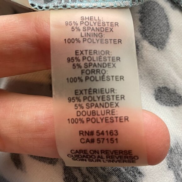 Calvin Klein Cap Slv Twist Neckline Animal Print Poly Blend Top Blue Blk Wht S - Picture 12 of 13